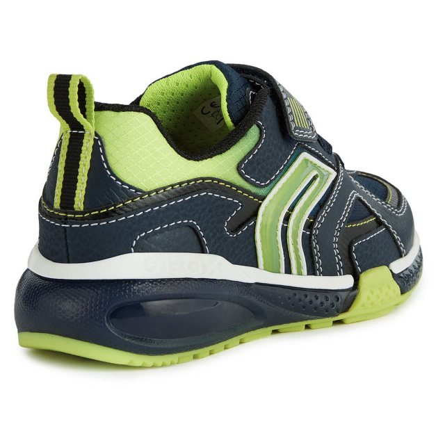 Geox J Bayonyc J16FEA Boys Navy/Lime Trainer