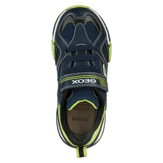 Geox J Bayonyc J16FEA Boys Navy/Lime Trainer