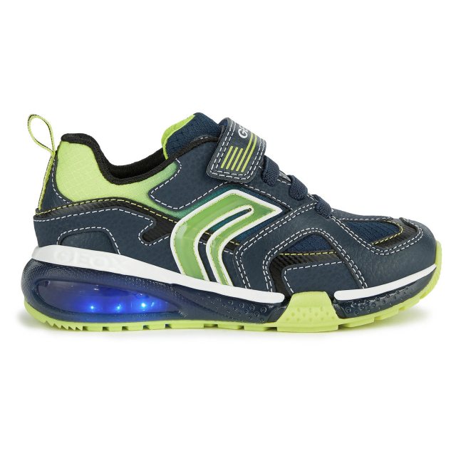 Geox J Bayonyc J16FEA Boys Navy/Lime Trainer
