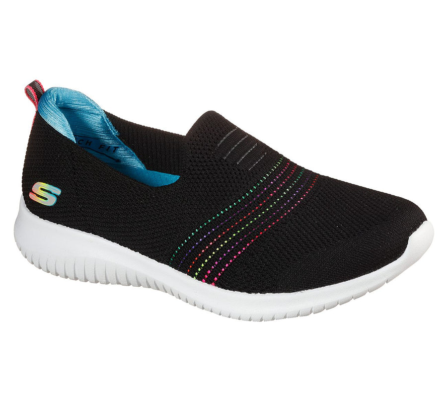 Skechers Ladies Ultra Flex Serene Aura Black Slip On Trainer Shoes 149179