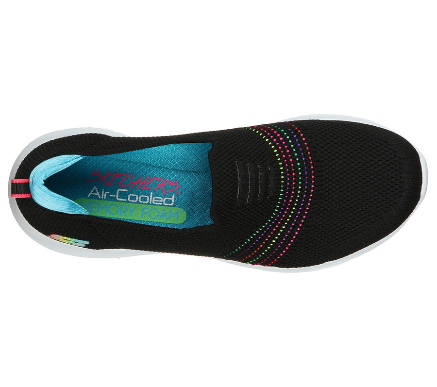 Skechers Ladies Ultra Flex Serene Aura Black Slip On Trainer Shoes 149179
