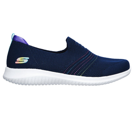 Skechers Ladies Ultra Flex Serene Aura Navy Blue Slip On Trainer Shoes 149179