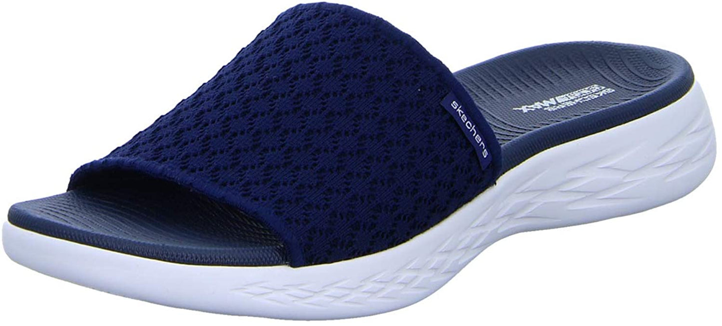 Skechers Ladies Goga Max Navy Blue Slider Sandals 15311