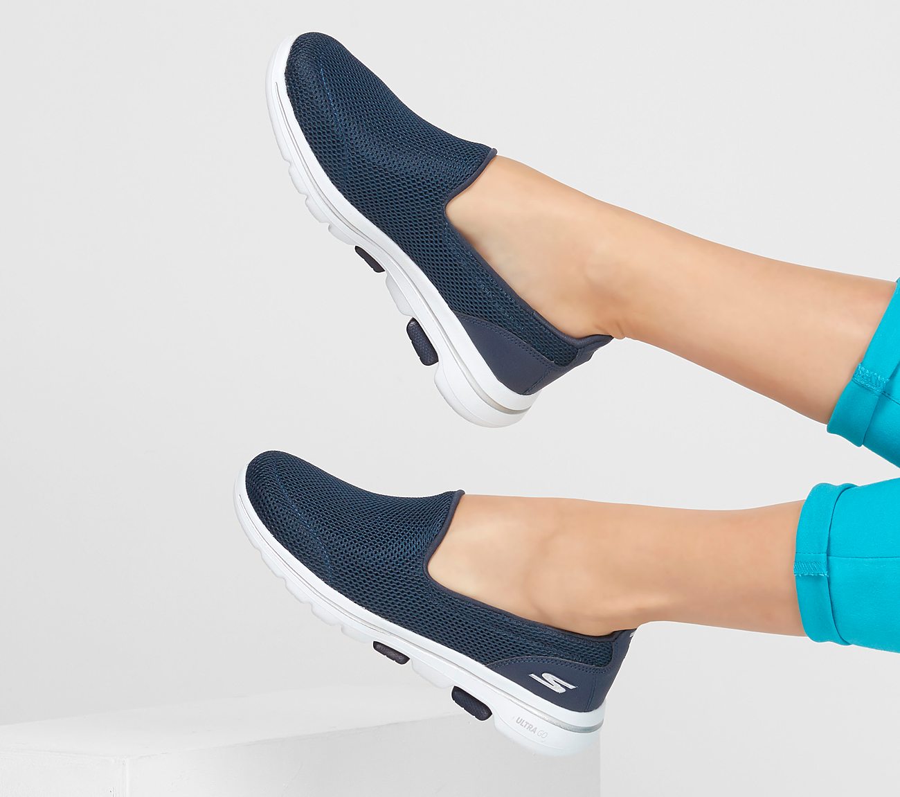 Skechers Ladies GOwalk 5 Ladies Navy Slip On Trainer Shoes 15901