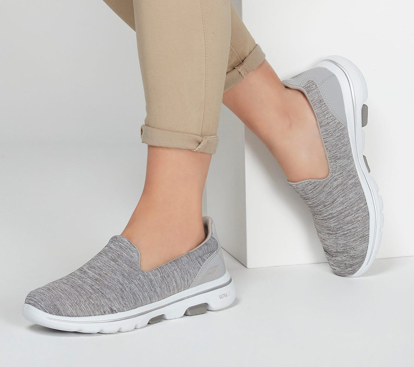Skechers Ladies GOwalk 5 Honor Ladies Grey Slip On Trainers 15903
