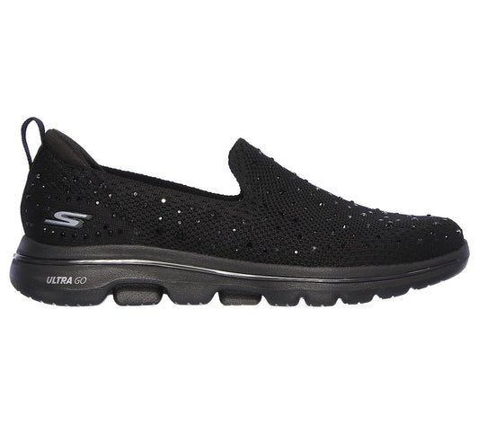 Skechers Ladies GOwalk 5 Limelight Black Slip On Trainers 15921
