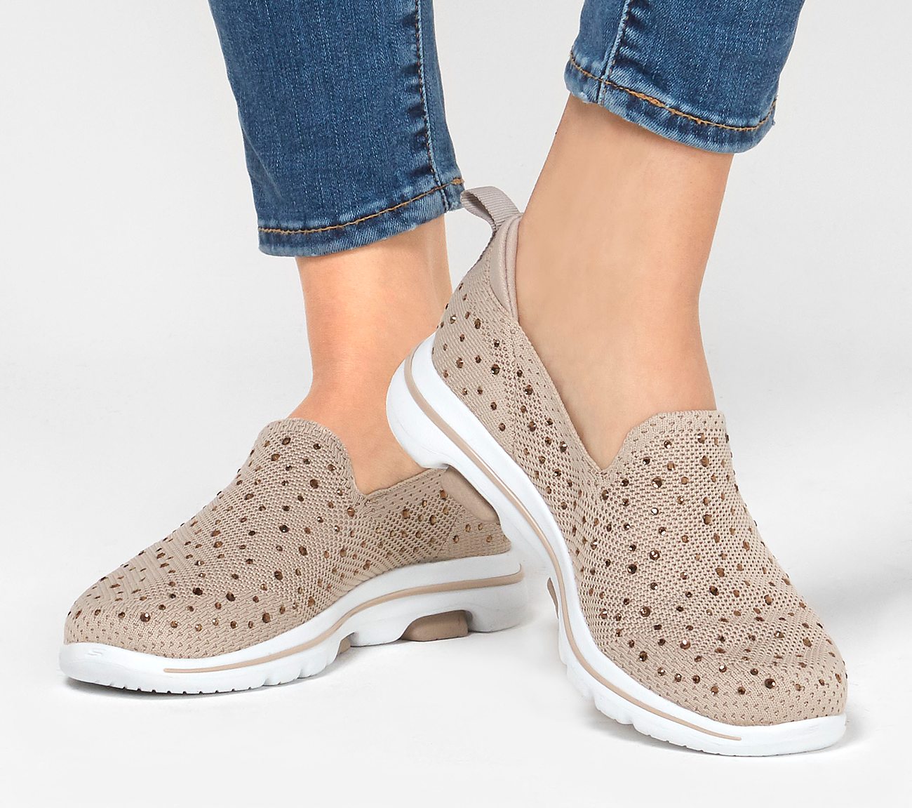 Skechers Ladies GOwalk 5 Limelight Taupe Slip On Trainers 15921