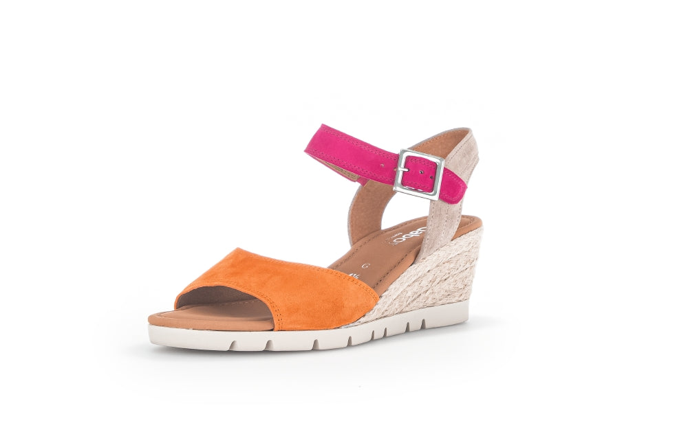 Gabor 22.042.69 Nieve Pink/Orange Kombi Wedge Sandal â Chequers Shoes