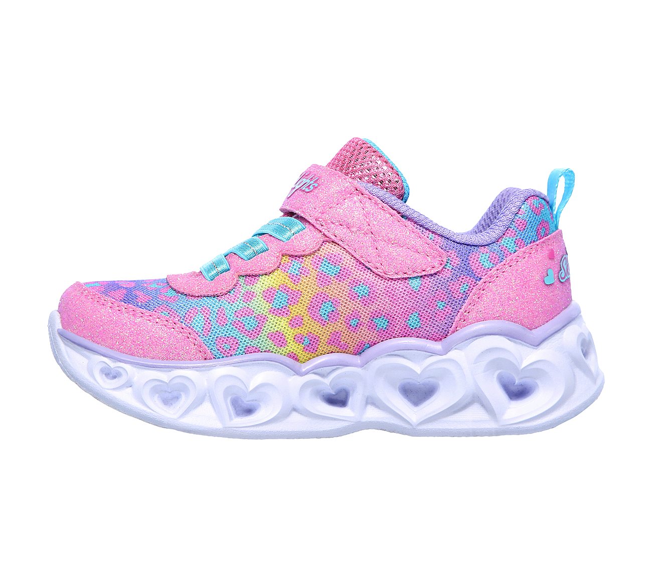 Skechers Kids S Lights Heart Lights Untamed Pink Multicoloured Girls Trainers 302088