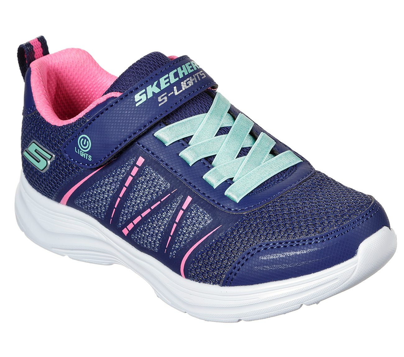Skechers Kids S Lights Glimmer Kicks Shimmer Navy Girls Trainers 302302