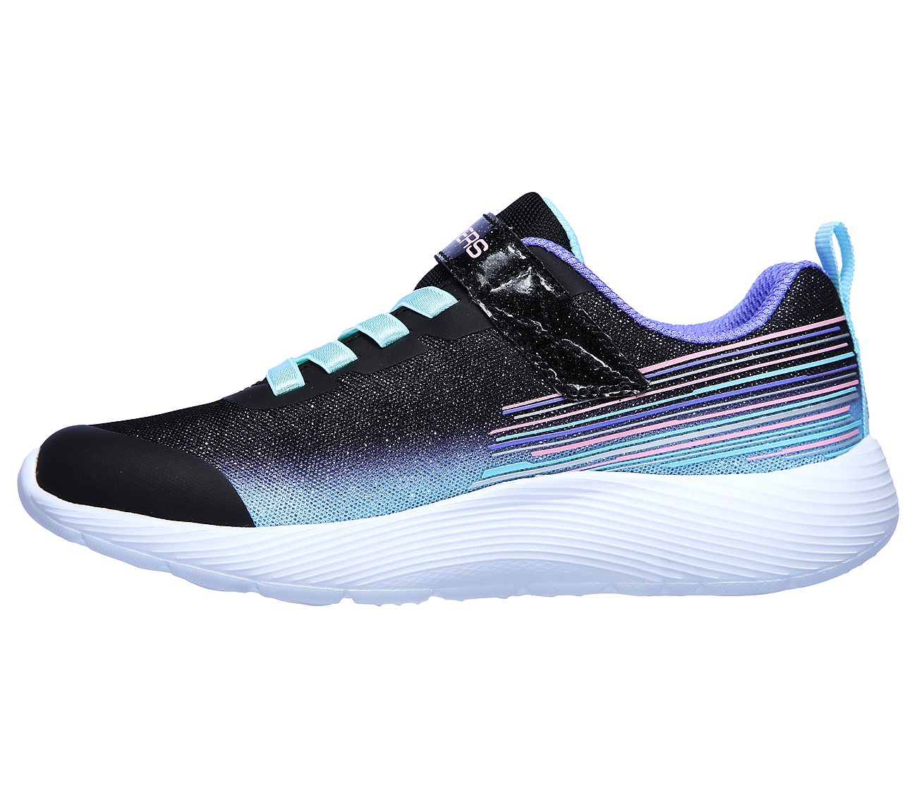 Skechers Kids Dyna-Lite Shimmer Streaks Black Multicoloured Girls Trainers 302456