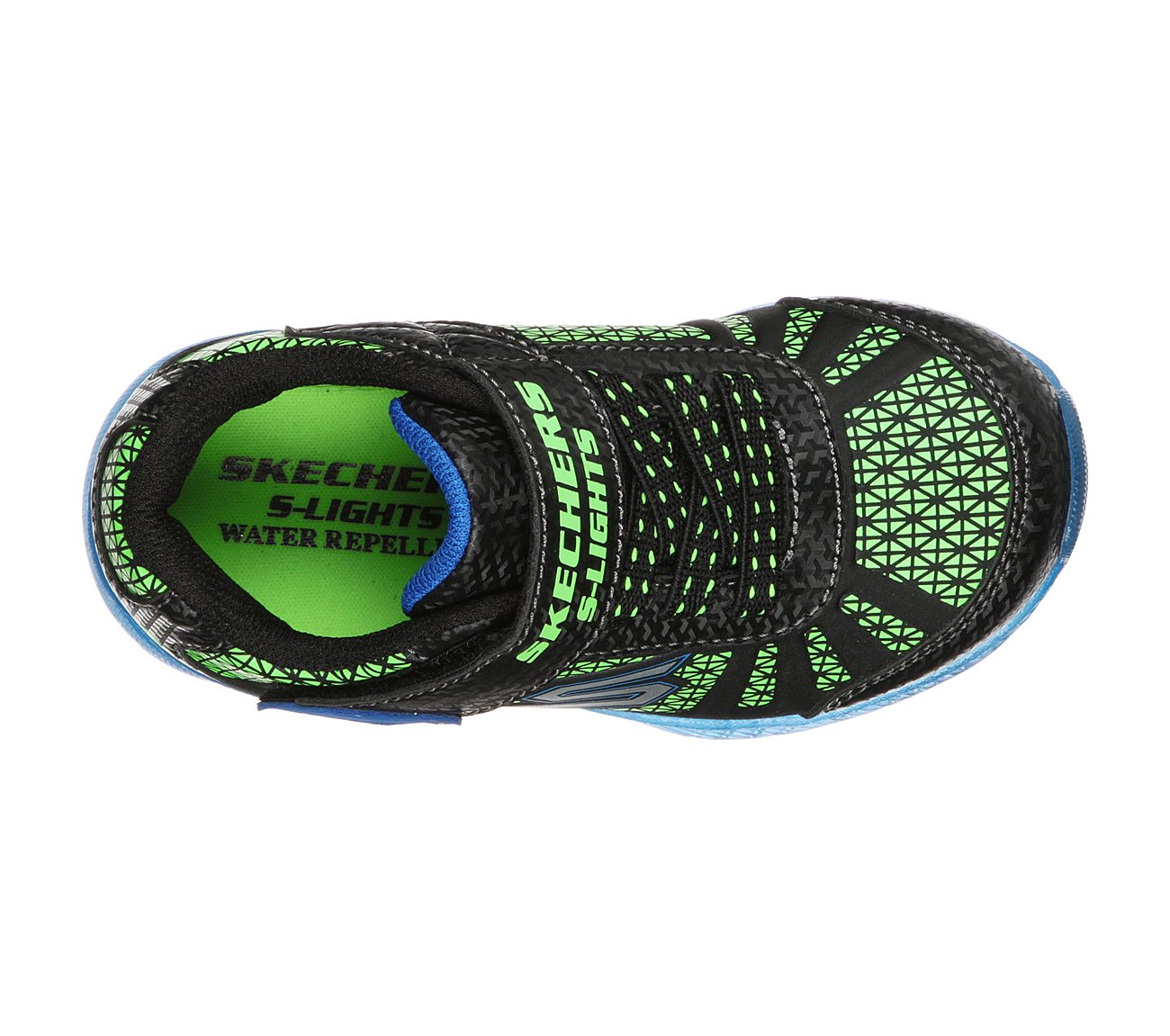 Skechers Kids S Lights Illumi-Brights Tuff Track Black & Blue Boys Trainers 401520