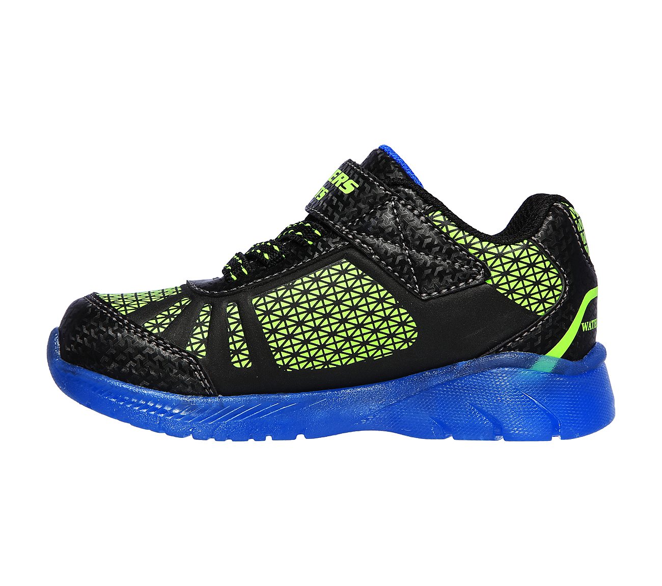 Skechers Kids S Lights Illumi-Brights Tuff Track Black & Blue Boys Trainers 401520