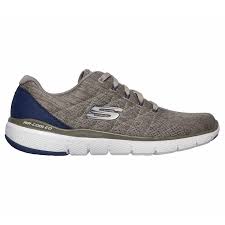 Skechers Mens Flex Advantage 3.0 - Stally Lace Up Air Cooled Grey/Navy Blue Trainers 52927