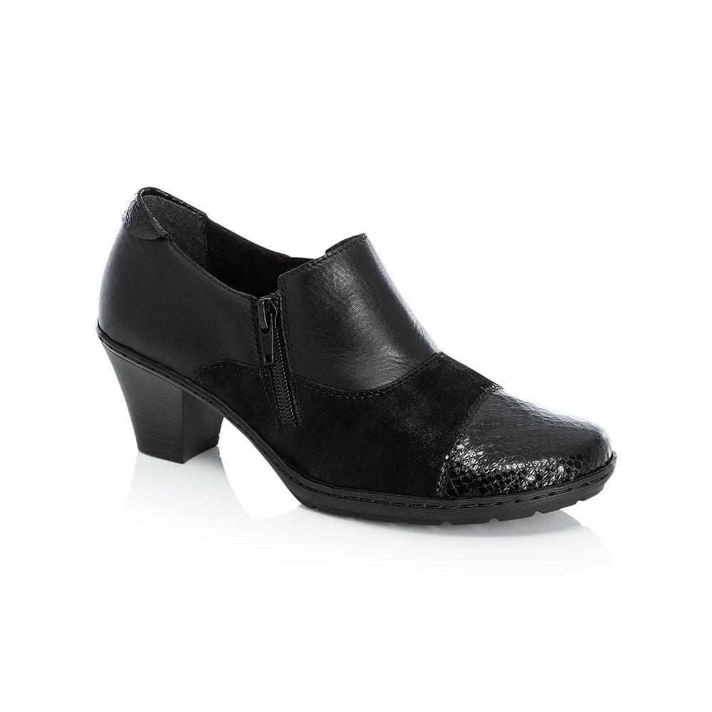 Rieker Ladies Black Three-Tone Black Ankle Heels 57173-00
