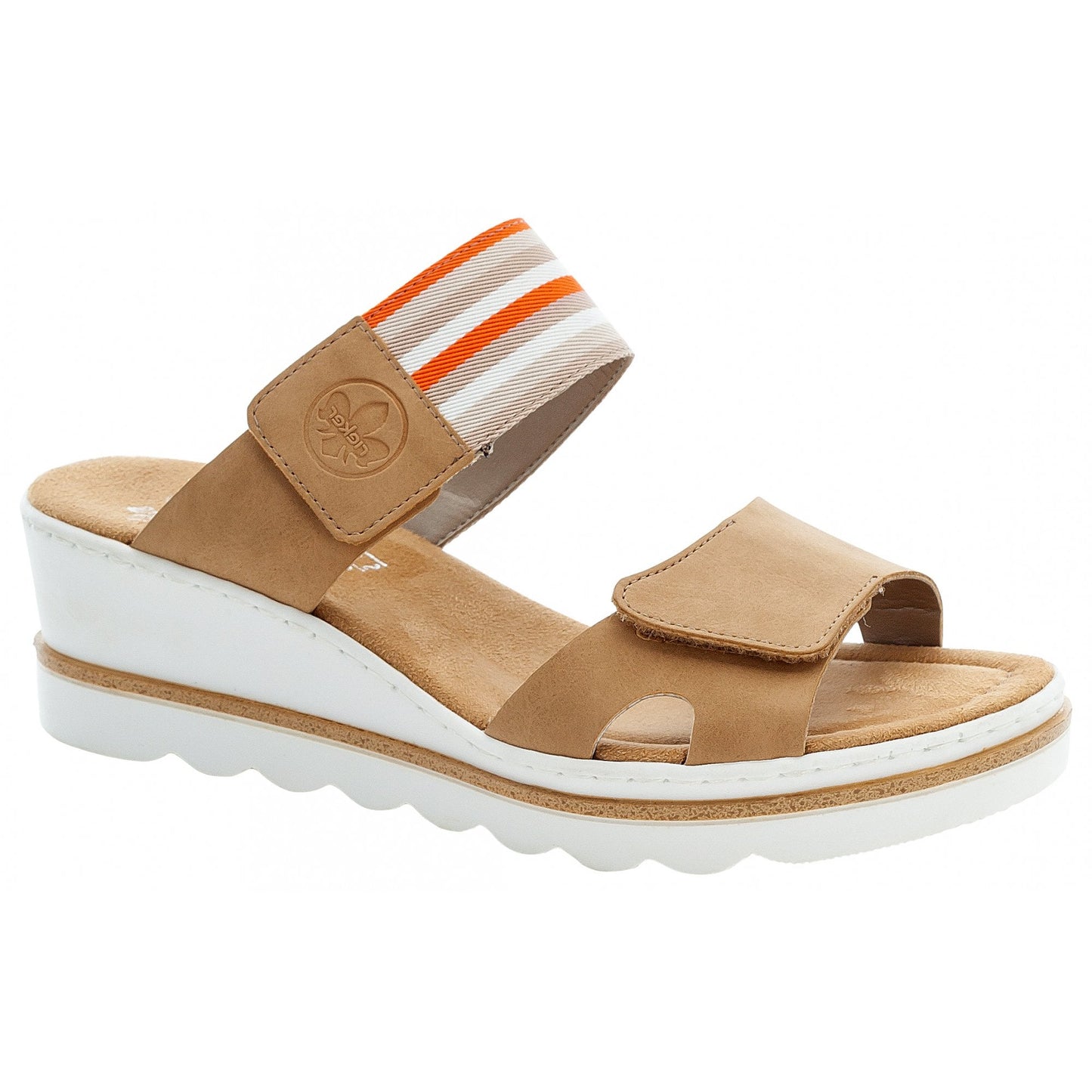 Rieker Ladies Beige Fastener Wedge Sandals 67490-60