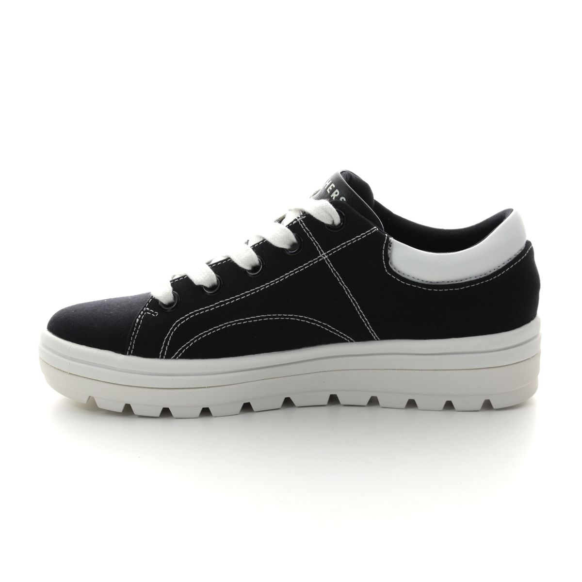 Skechers Ladies Bring It Back Black/White Trainers 74100