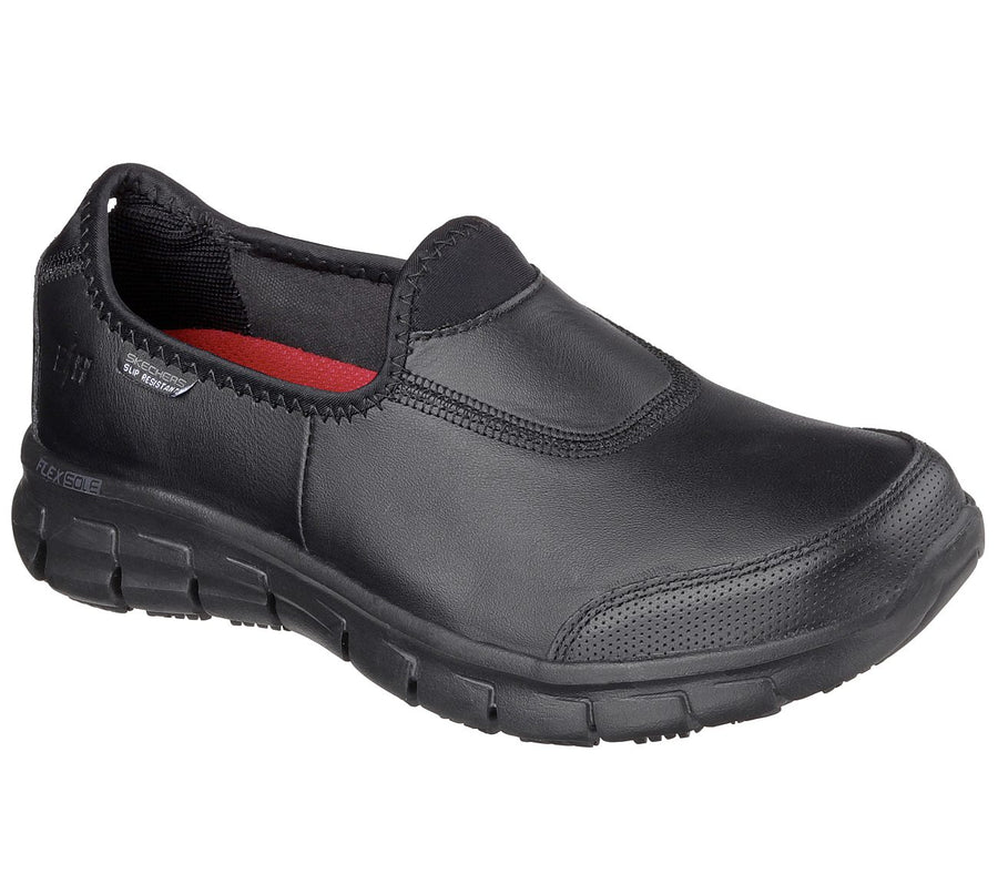 Skechers Ladies Work: Relaxed Fit® - Sure Track Black Slip-On Shoes 76536
