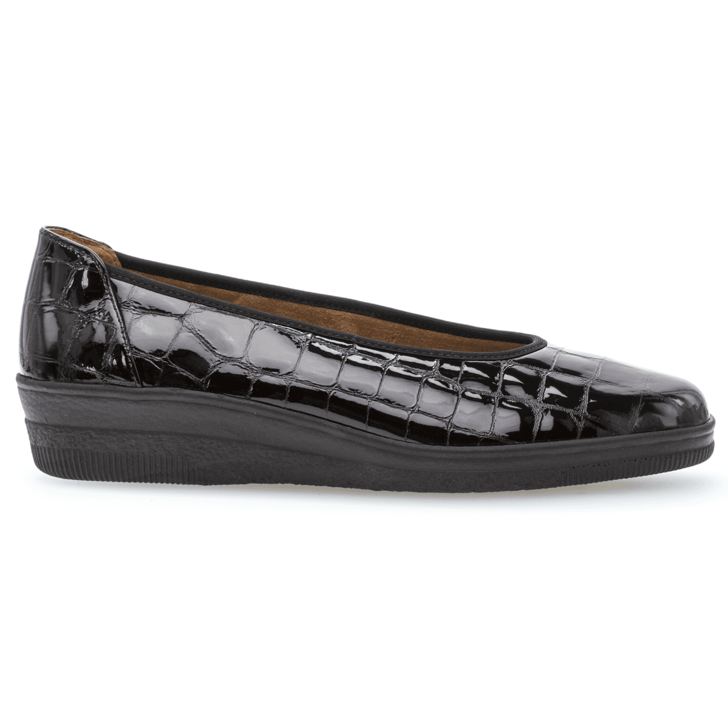 Gabor Ladies Piquet Alligator Black Ballerina Shoes 96.400.97