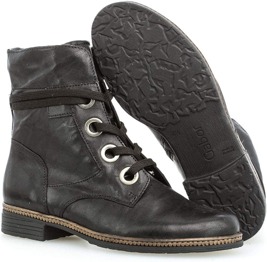 Gabor Ladies Noodle Black Lace-Up Boots 34.672.20