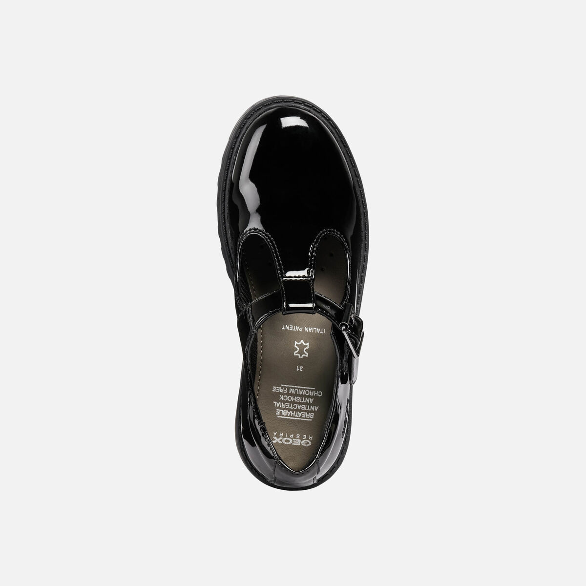 Geox J8420E Casey E Black Pat Black Patent