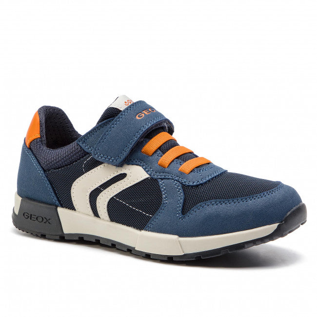 Geox J846Nc J Alfier Kids Navy Dark Orange Chequers Shoes