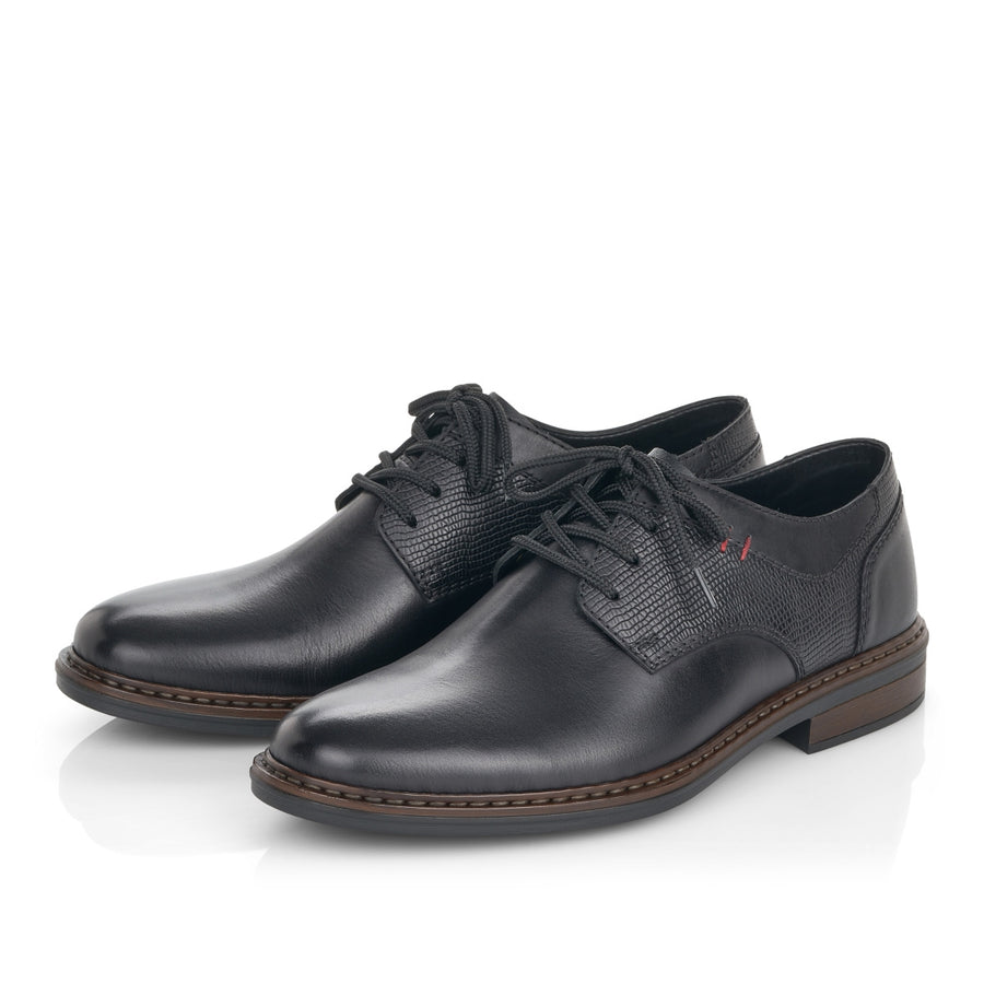 Rieker Mens Black Leather Shoes 17614-00