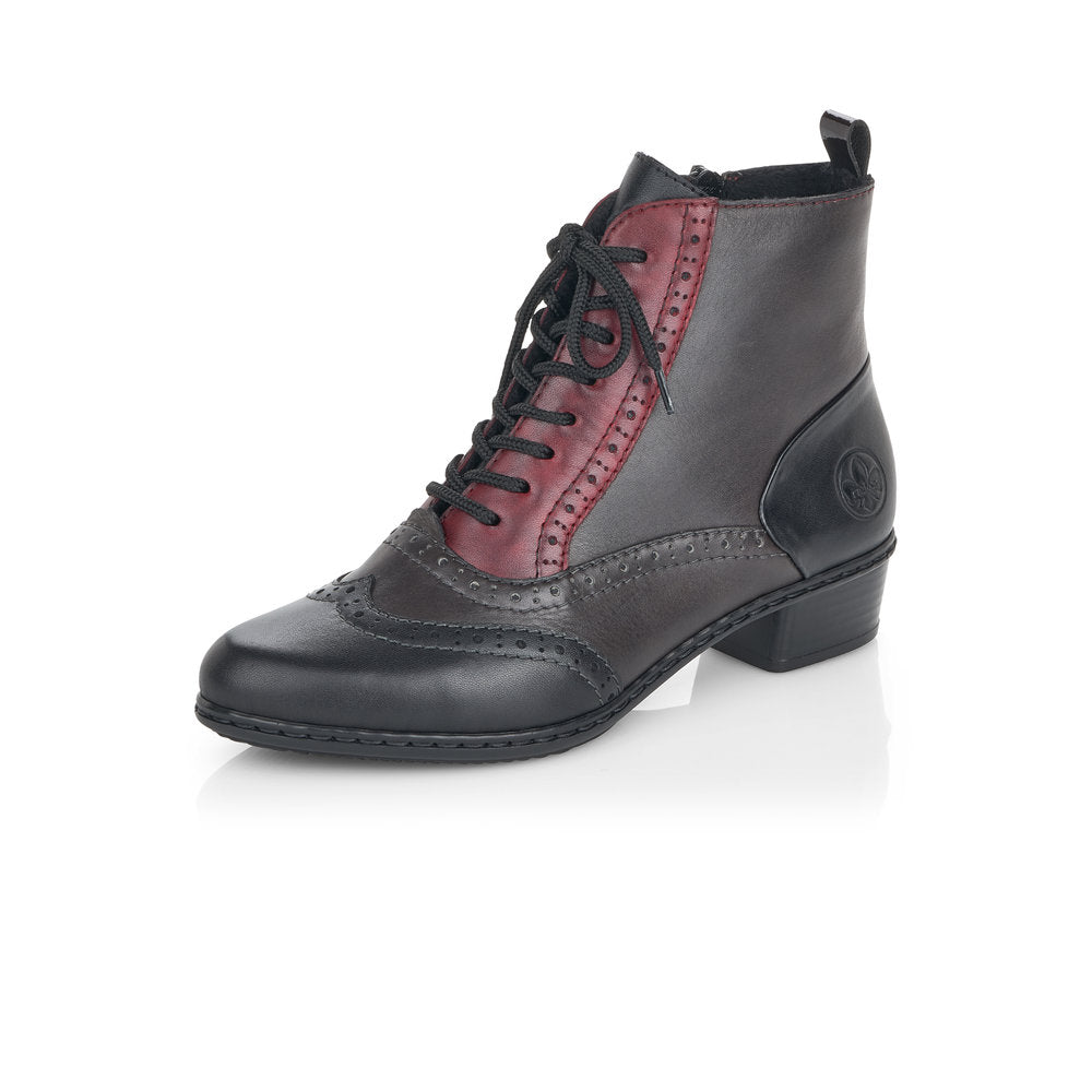 Rieker Ladies Black & Red Heeled Boots Y0722-00