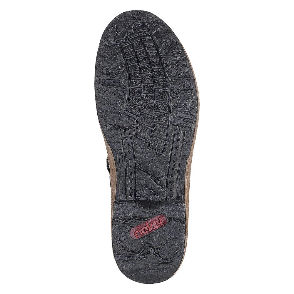 Rieker Ladies Black Patent With Multi-Coloured Faux Fur Lining Z6743-02