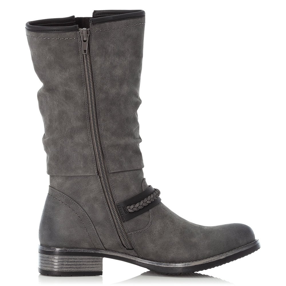 Rieker Ladies Grey Zip Up Boots 98860-45