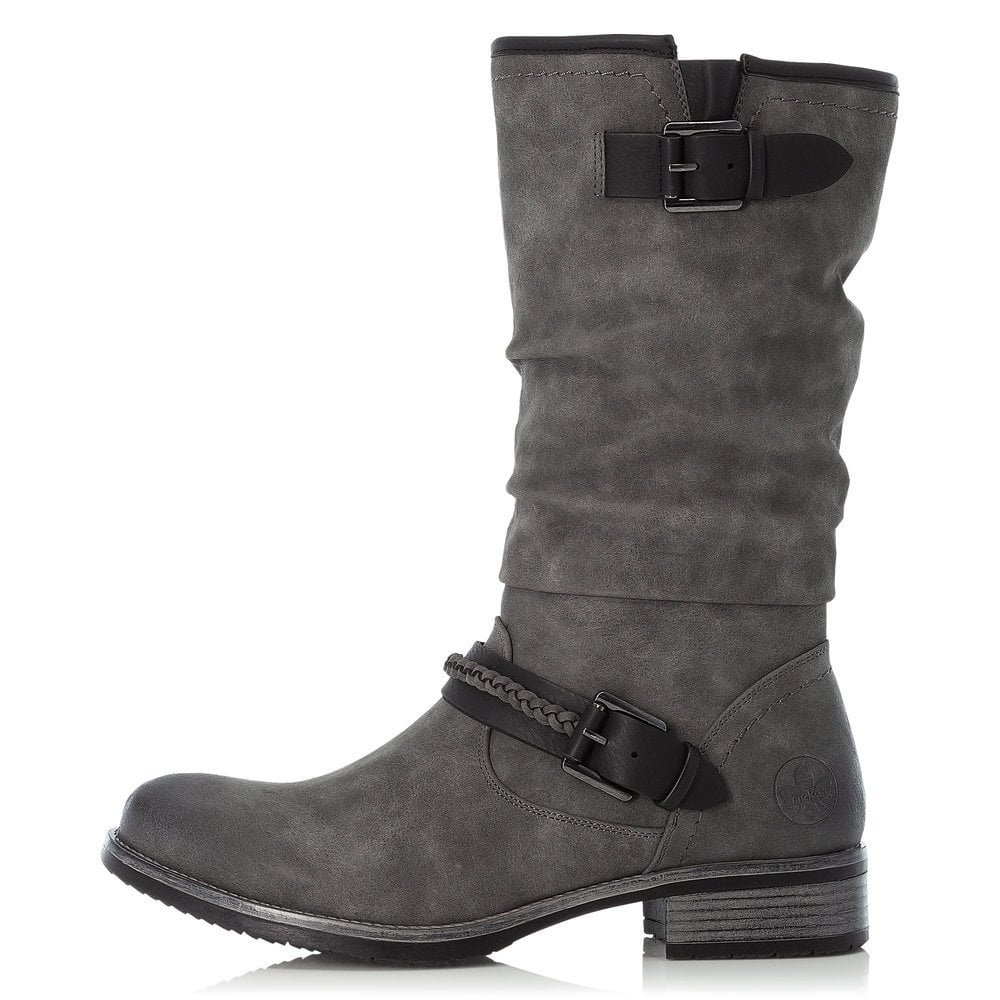 Rieker Ladies Grey Zip Up Boots 98860-45