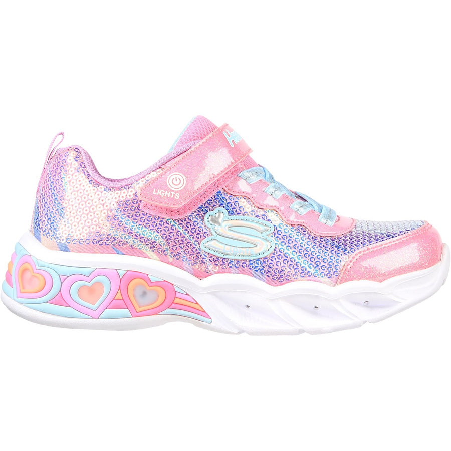 Skechers Kids 302313L Sweet Heart Lights Silver Multi Trainers