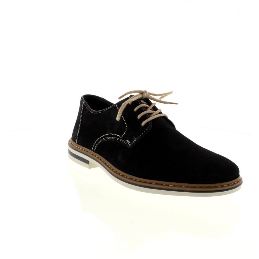 Rieker Mens Blue Suede Leather Shoes B1422-14