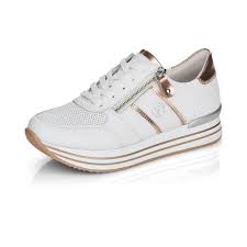 Remonte Ladies White & Gold Trainers D1310-81