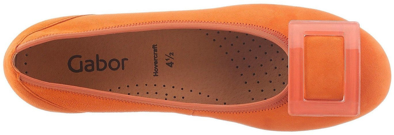 Gabor Ladies Riband Orange Suede Ballerina Pumps 44.164.23