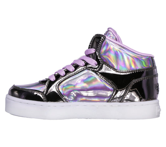 Skechers Kids Shiny Bright Light Up Hi-Top Trainers Metallic Purple 10943L