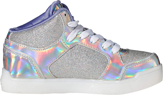 Skechers Kids S Lights Energy Lights Ultra Glitzy Glow Silver Hi-Top Trainers 20188L