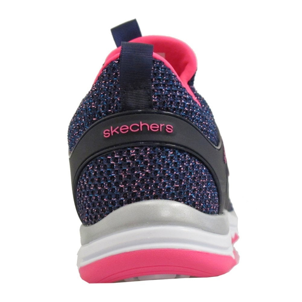 Skechers Kids Diamond Sparkle Sprint Navy Hot Pink Trainers 81561