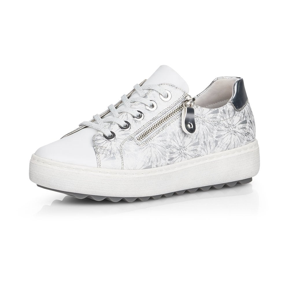 Remonte Ladies White Floral Trainer Shoes D1000-80