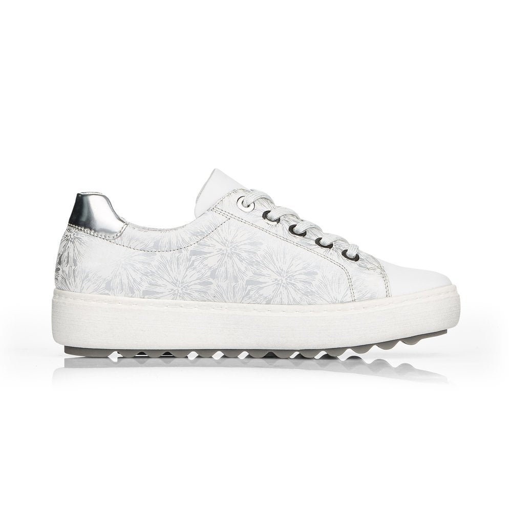 Remonte Ladies White Floral Trainer Shoes D1000-80