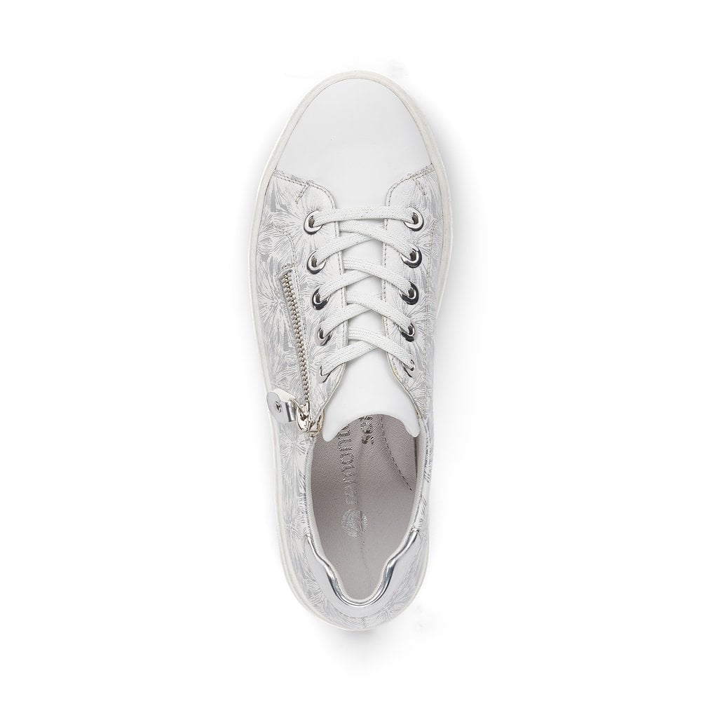 Remonte Ladies White Floral Trainer Shoes D1000-80