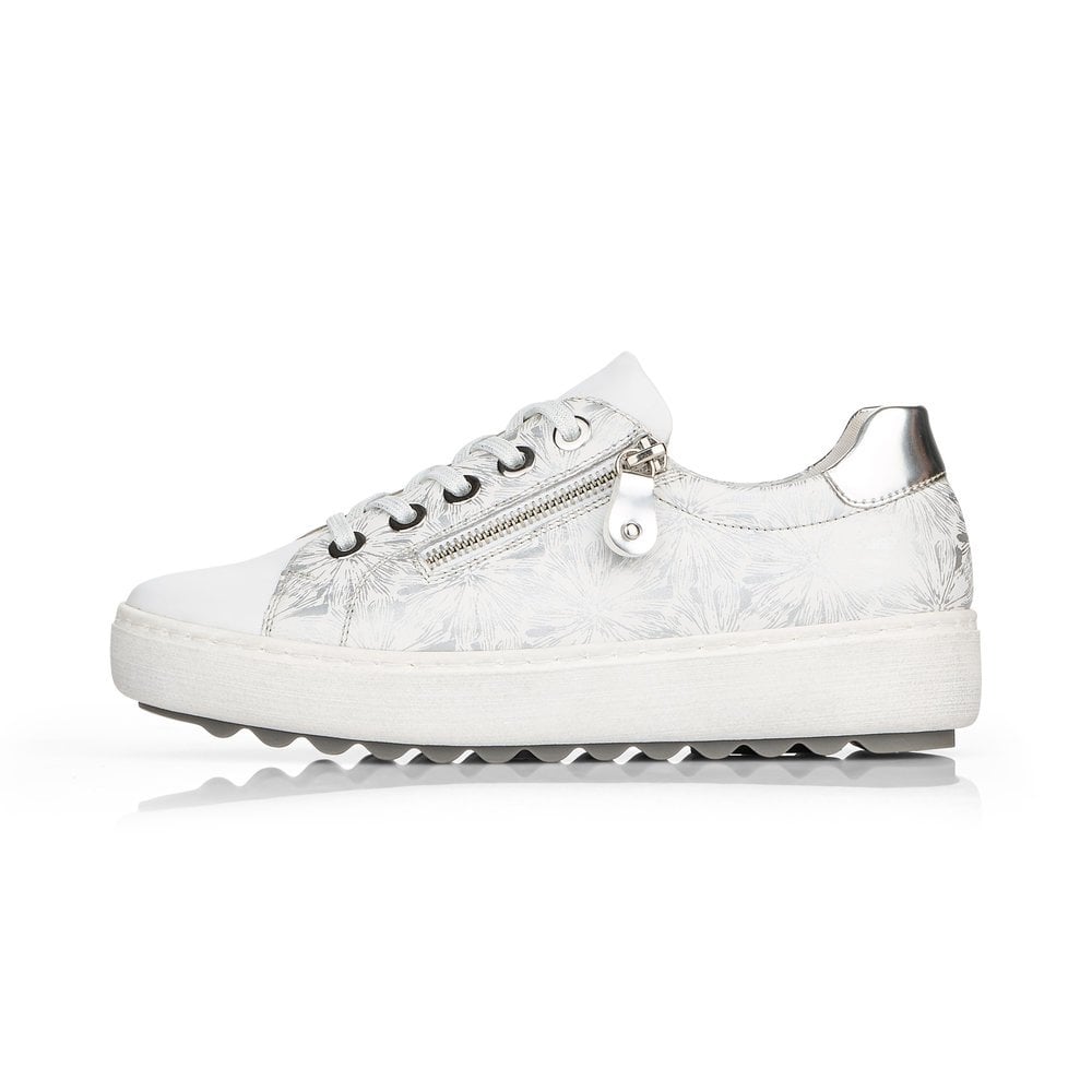 Remonte Ladies White Floral Trainer Shoes D1000-80