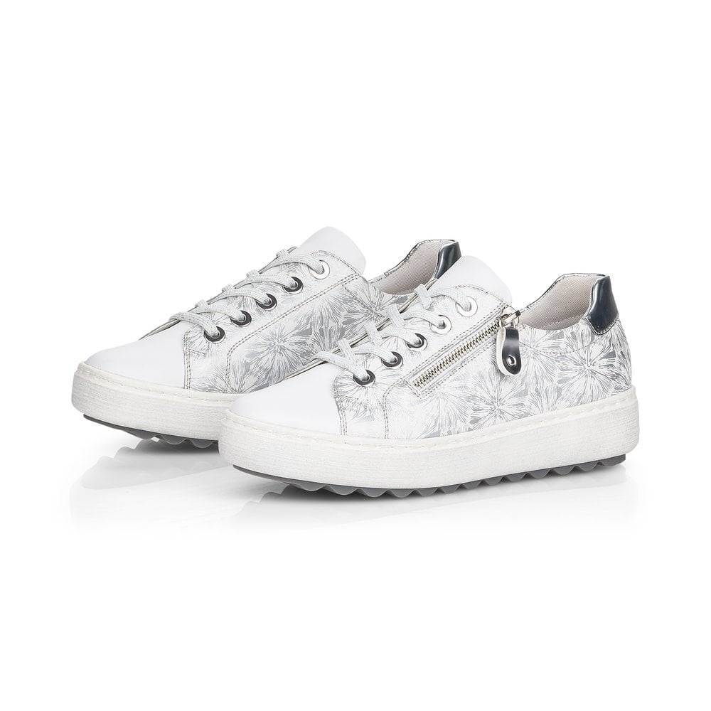 Remonte Ladies White Floral Trainer Shoes D1000-80