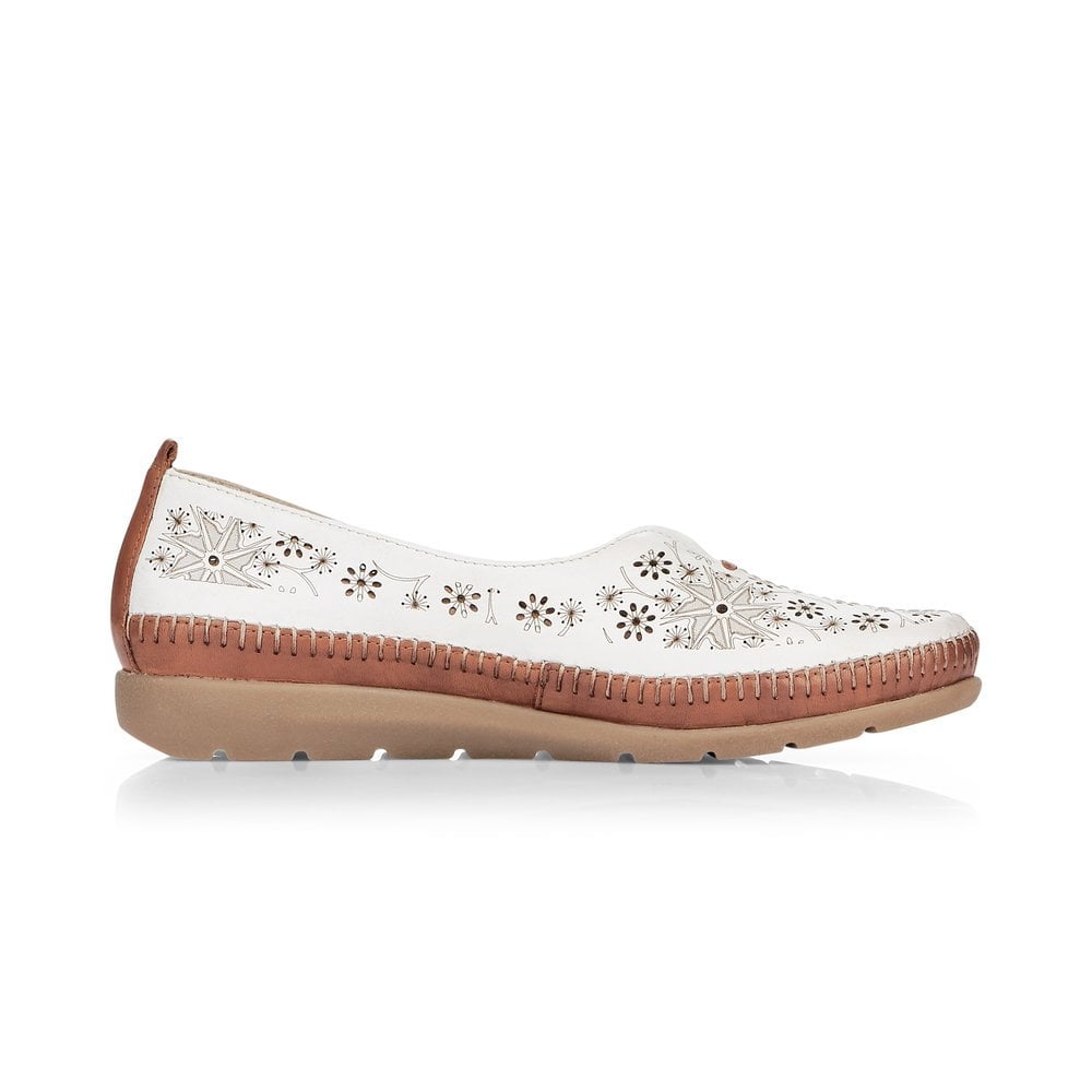 Remonte Ladies White Combination Slip On Shoes D1931-80