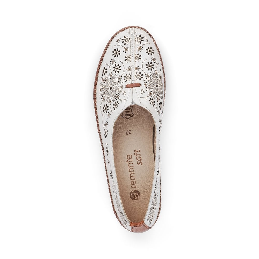 Remonte Ladies White Combination Slip On Shoes D1931-80