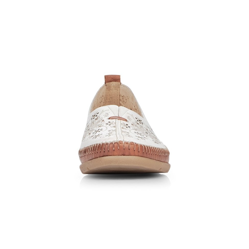 Remonte Ladies White Combination Slip On Shoes D1931-80