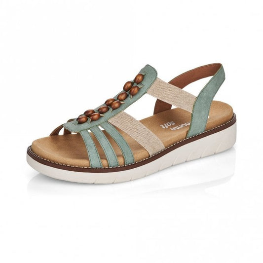 Remonte Ladies Green Combination Open Toe Sandals D2065-52