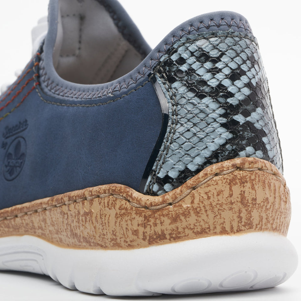 Rieker N42T0-14 Blue Trainers Ladies Shoes - Elasticated