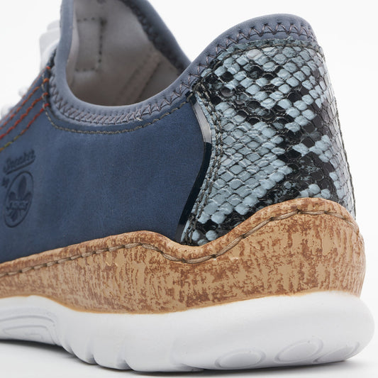 Rieker N42T0-14 Blue Trainers Ladies Shoes - Elasticated