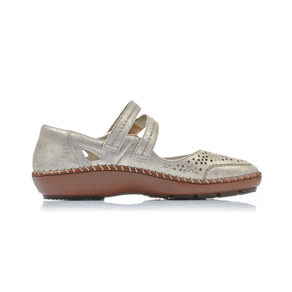 Rieker Ladies Suede Leather Gold Shoes 44875-62